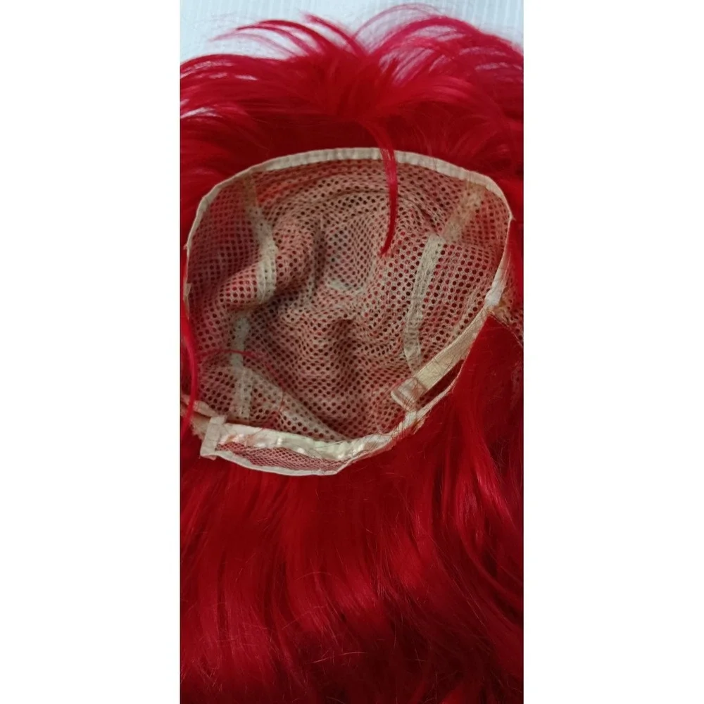 Women's Costume play Wavy Long synthetic Red Bangs hair wig 22